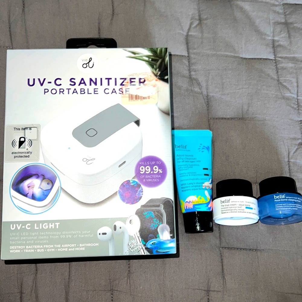 SKIN CARE - benefit 3 mini items & UV-C Sanitizer (NWT)
